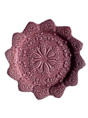Decorative Pink Embossed Ceramic Serving Bowl